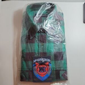 McGregor Emerald and Charcoal Checkered Flannel Shirt Size Medium